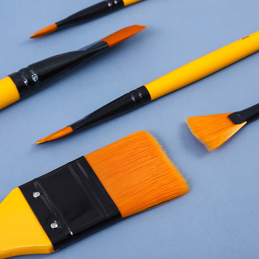 6-Piece Versatile Nylon Brush Kit for Artists