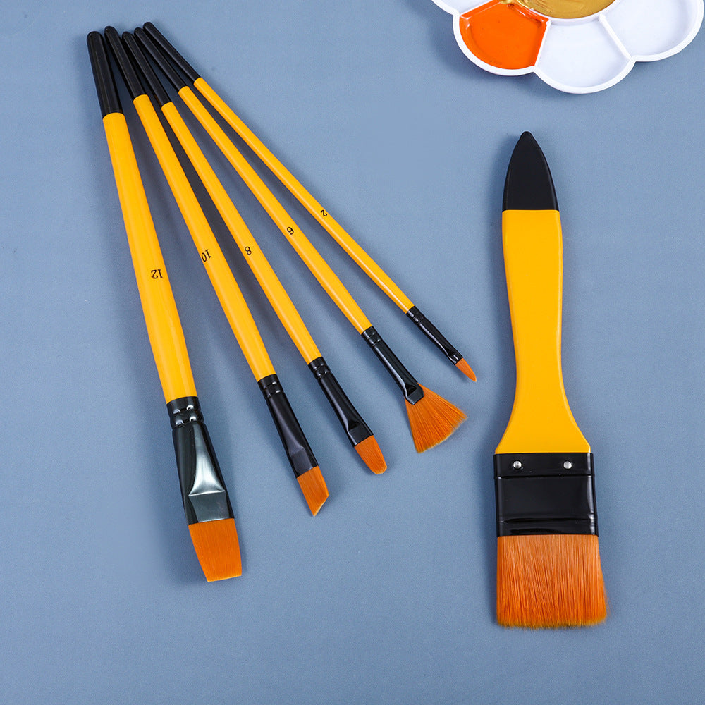 6-Piece Versatile Nylon Brush Kit for Artists