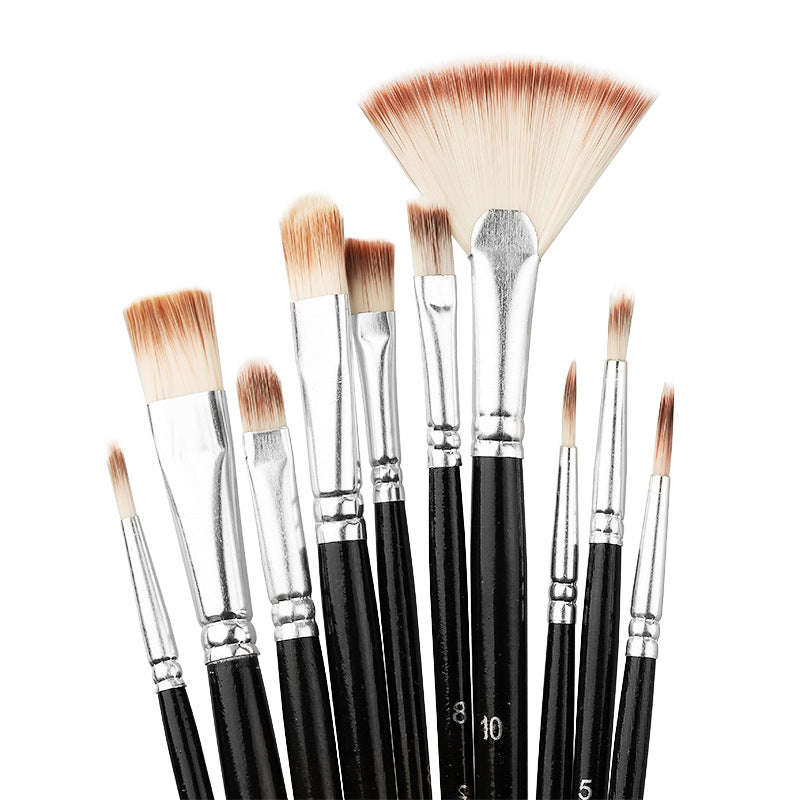 Nylon Artist Brushes - 10 Piece Painting Set