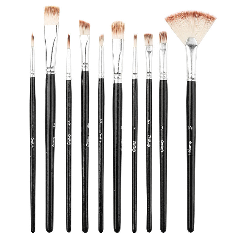 Nylon Artist Brushes - 10 Piece Painting Set