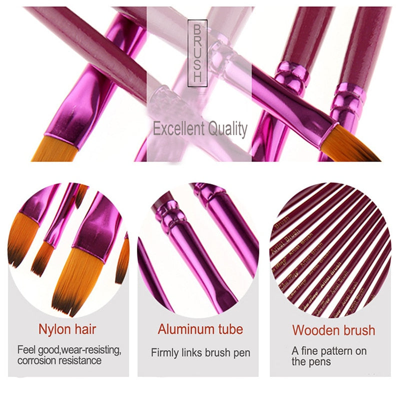 12 Purple Round Oil Paint Brushes & Watercolor Set