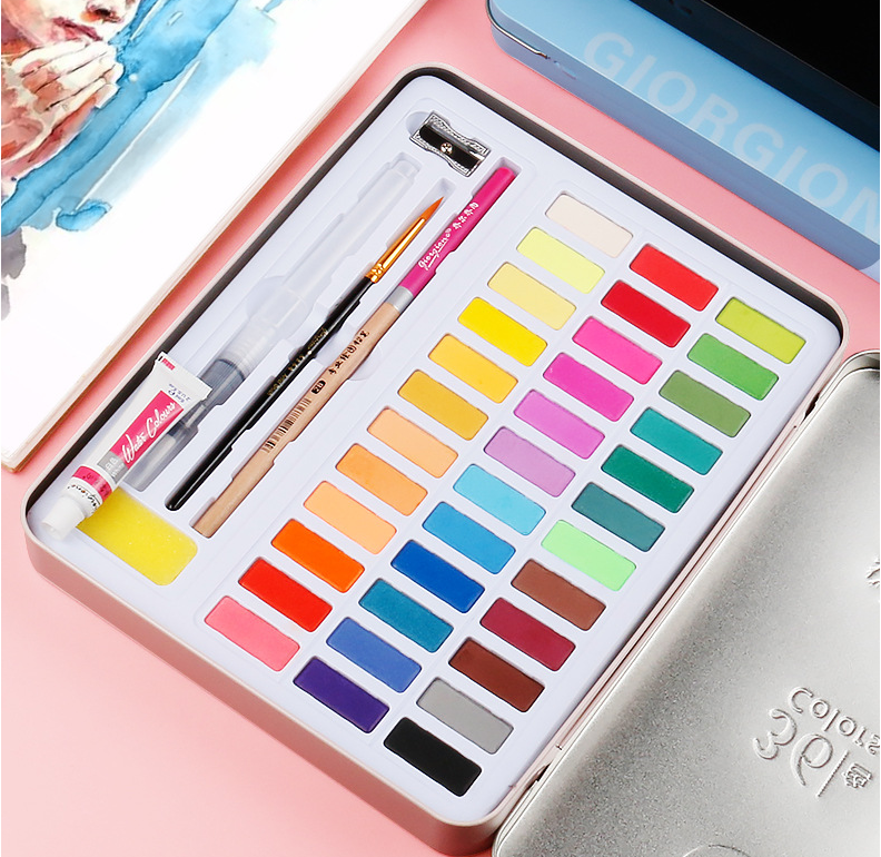 Complete 36/48 Colors Watercolor Paint Set and Accessories